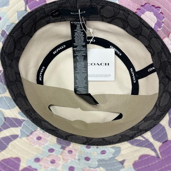 NWT Coach CBN77 Script Floral Print Bucket Hat Size XS/S - Picture 4 of 5